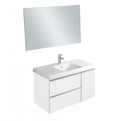 Комплект мебели для ванной Odeon Up 105 см, белый блестящий лак, с 2 ящиками, подвесной монтаж EB1084-NF+EB891-N18+E4731-00 Jacob Delafon