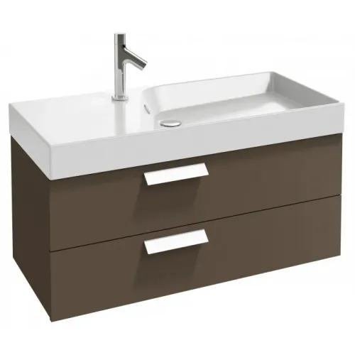 Модуль с раковиной Rythmik 100 см, светло-коричневый блестящий, 2 выдвижных ящика, гладкая нижняя поверхность, подвесной монтаж EXN112-Z-00+EB1304-G80 Jacob Delafon