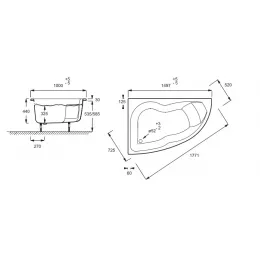 Акриловая ванна Micromega Duo 150х100 см, левосторонняя, асимметричная E60219RU-00 Jacob Delafon