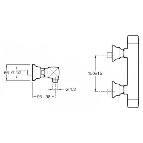 Настенный смеситель без излива Margaux хром, без лейки, термостат E16297-9-CP Jacob Delafon