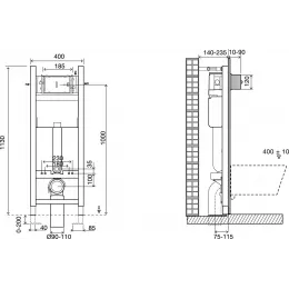 Комплект унитаза с инсталляцией Struktura инсталляция ширина 40 см, глубина унитаза 54см, клавиша белая, с микролифтом, безободковый, быстросъемное E21771RU-00 Jacob Delafon
