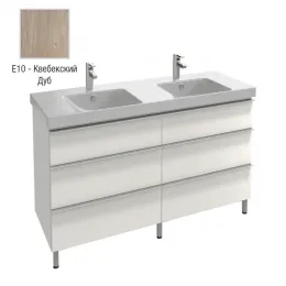 Модуль с раковиной Odeon Up 140 см, квебекский дуб, 6 ящиков, двойная раковина, с 2 отверстиями под смеситель, подвесной монтаж E4779-00+EB996-E10 Jacob Delafon