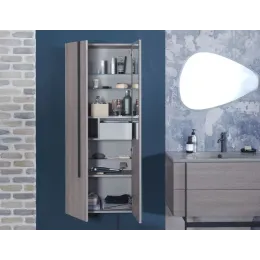 Шкаф-колонна Nouvelle Vague 60х34х147 см, белый блестящий, 3 полки, скрытый ящик, розетка и зеркало, реверсивная установка двери, подвесной монтаж EB3046-N18 Jacob Delafon