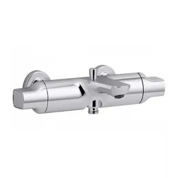 Настенный смеситель Aleo термостатический, неповоротный излив, с выходом на душ (без лейки), термостат E72286-CP Jacob Delafon