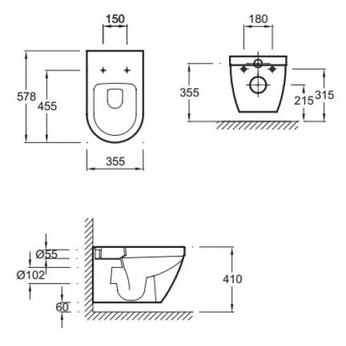 Подвесной унитаз Rodin 35,5х58 см, без сиденья EDC102-00 Jacob Delafon