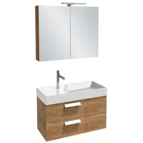 Комплект мебели для ванной Rythmik 80 см, малиновый блестящий, 2 ящика, с 1 отверстием под смеситель, с подсветкой, подвесной монтаж, с подсветкой EXP112-Z-00+EB1302-R3+EB796RU-R3 Jacob Delafon