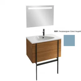 Комплект мебели для ванной Nouvelle Vague 81 см, аквамарин блестящий, с подсветкой, подвесной монтаж EB1413-NF+EXAR112-Z-00+EB3030-G91 Jacob Delafon