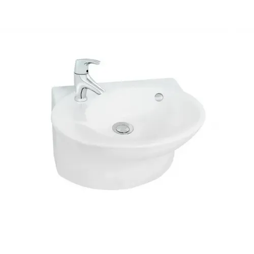 Подвесная раковина Presqu'ile 45х33,5х10 см, с 1 отверстием для смесителя, отверстия для полотенцедержателя, санфарфор, угловая E1337-00 Jacob Delafon