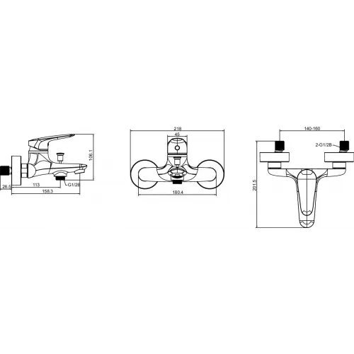 Комплект смесителей Elite для раковины, для ванны и душа, душевой гарнитур E32911RU-CP Jacob Delafon