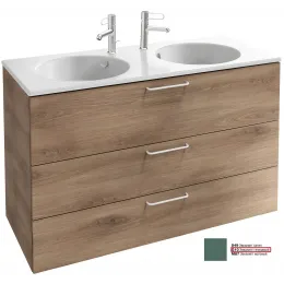 Модуль под раковину Odeon Rive Gauche 120х50,8х73,9 см, 3 ящика, эвкалипт глянцевый, белые ручки EB2535-R6-G1O Jacob Delafon