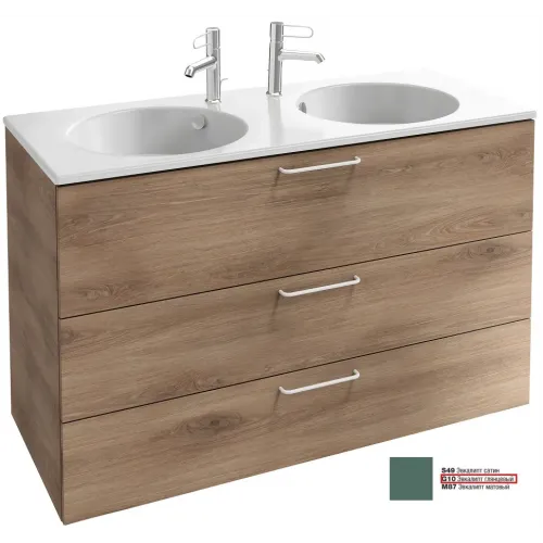 Модуль под раковину Odeon Rive Gauche 120х50,8х73,9 см, 3 ящика, эвкалипт глянцевый, белые ручки EB2535-R6-G1O Jacob Delafon