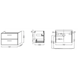 Модуль под раковину Ola 79,7х45х56 см, белый блестящий лак EB391RU-J5 Jacob Delafon