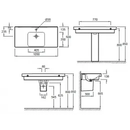 Модуль с раковиной Odeon Up 105 см, дуб шампань, подвесной монтаж EB891-E19+E4731-00 Jacob Delafon