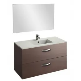 Комплект мебели для ванной Ola 100 см, темный дуб, с 2 ящиками, подвесной монтаж EXU112-00+EB1099-RU+EB392-NR Jacob Delafon