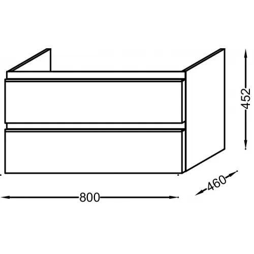 Модуль под раковину Vox 80х46х45,2 см, 2 ящика, голубой шторм сатин, встроенные ручки EB2028-RA-S25 Jacob Delafon