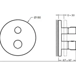 Лицевая часть встраиваемого смесителя Modulo круглые ручки, 2 функции E75386-CP Jacob Delafon