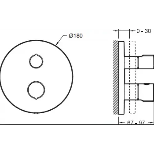 Лицевая часть встраиваемого смесителя Modulo круглые ручки, 2 функции E75386-CP Jacob Delafon