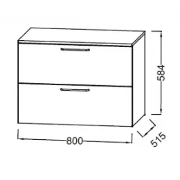 Тумба для ванной Odeon Rive Gauche 2 ящика, серый титан матовый, ручки хром, подвесной монтаж 80х51,5 см EB2548-R5-M54 Jacob Delafon