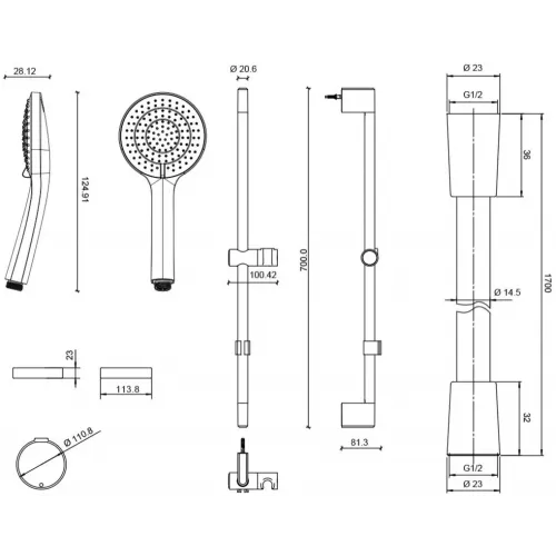 Душевой гарнитур Elite 3 режима E32910-CP Jacob Delafon