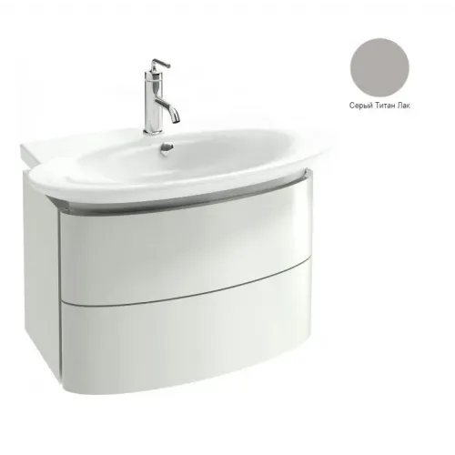 Модуль с раковиной Presqu'ile 80 см, два ящика, плавное закрытие, овальная раковина со столешницей, серый титан, подвесной монтаж E4437-00+EB1103-N21 Jacob Delafon