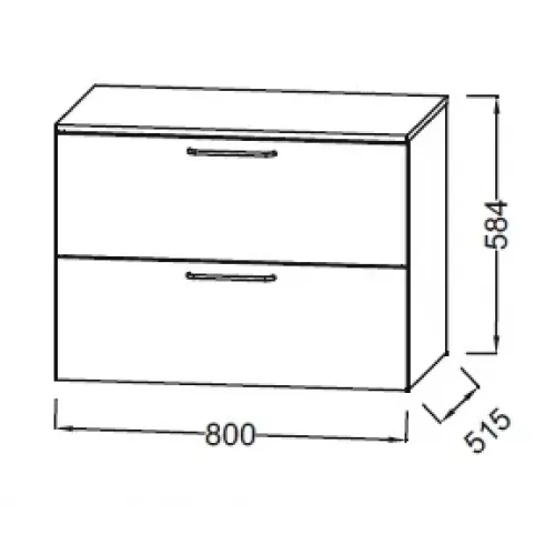 Тумба для ванной Odeon Rive Gauche 2 ящика, нежно-розовый матовый, ручки белые, подвесной монтаж 80х51,5 см EB2548-R6-M71 Jacob Delafon