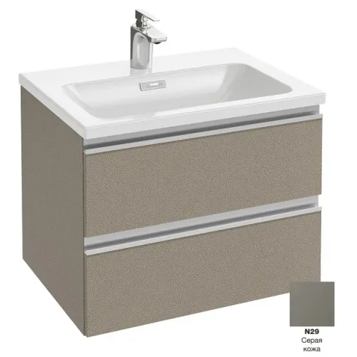 Модуль под раковину Vox 60х46х45,2 см, серая кожа, 2 выдвижных ящика, встроенные ручки EB2030-RA-N29 Jacob Delafon