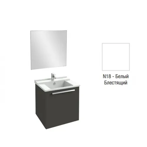 Комплект мебели для ванной Struktura 60 см, белый, выдвижной ящик, 1 отверстие для смесителя, полотно, подвесной монтаж EB1080-NF+EXI112-00+EB1284-N18 Jacob Delafon