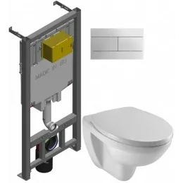 Комплект унитаза с инсталляцией Patio глубина унитаза 54см, клавиша хром глянец, с микролифтом, быстросъемное E21734RU-00 Jacob Delafon