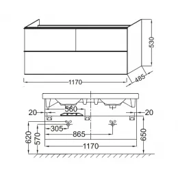 Модуль под раковину Odeon Up 117х48,5х53 см, серый антрацит EB892-N14 Jacob Delafon