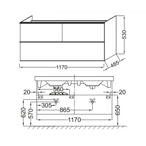Модуль под раковину Odeon Up 117х48,5х53 см, серый антрацит EB892-N14 Jacob Delafon