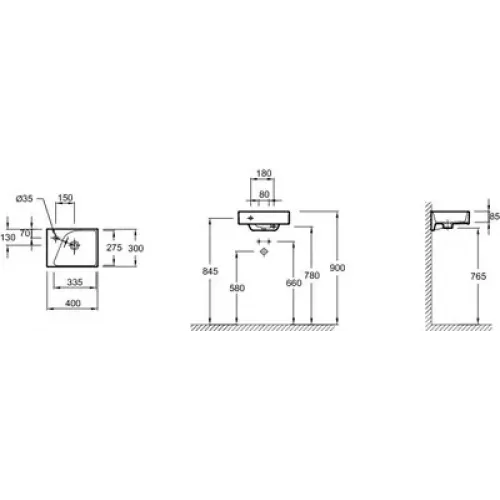 Комплект мебели для ванной Formilia Rythmik 40 см, белый блестящий, подвесной монтаж E4786-00+EB1036-G1C+EB1044-NF Jacob Delafon