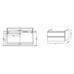Модуль под раковину Vox 80х46х45,2 см, ореховое дерево, 2 ящика, встроенные ручки EB2028-RA-E16 Jacob Delafon
