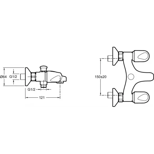 Настенный смеситель Galeo с выходом на душ (без лейки), неповоротный излив E71920-CP Jacob Delafon