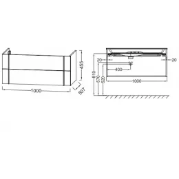 Модуль под раковину Nouvelle Vague 100х50,7х45,5 см, матовый аквамарин, 2 ящика EB3032-M43 Jacob Delafon