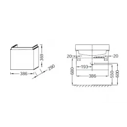 Комплект мебели для ванной Formilia Rythmik 40 см, белый блестящий, подвесной монтаж E4786-00+EB1036-G1C+EB1044-NF Jacob Delafon