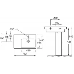 Комплект мебели для ванной Odeon Up 65 см, квебекский дуб, 1 выдвижной ящик, с левым крылом, зеркальные двойные дверцы, с подсветкой, подвесной монтаж E4758G-00+EB886-E10+EB795DRU-E10 Jacob Delafon