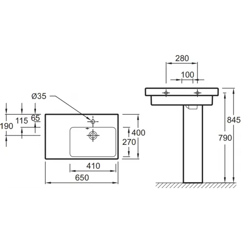 Комплект мебели для ванной Odeon Up 65 см, квебекский дуб, 1 выдвижной ящик, с левым крылом, зеркальные двойные дверцы, с подсветкой, подвесной монтаж E4758G-00+EB886-E10+EB795DRU-E10 Jacob Delafon