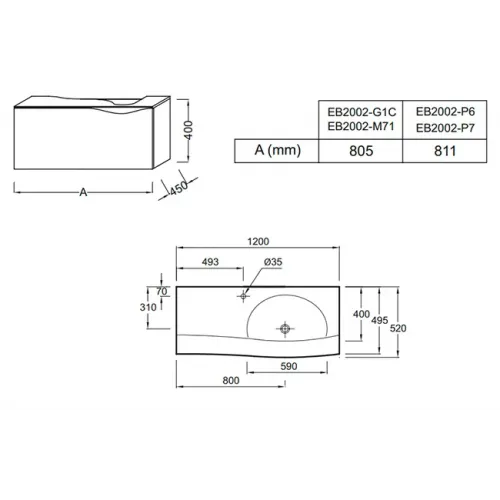 Модуль под раковину Stillness 81,1х45х40 см, темный дуб EB2002-P7 Jacob Delafon