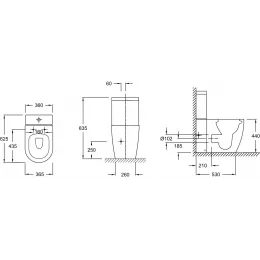 Унитаз-компакт Soprano 36,5х62,5 см, горизонтальный выпуск, нижняя подводка, безободковый, без сиденья ETAK212-0+UJAK102-0 Jacob Delafon