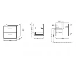 Модуль под раковину Ola 59,8х45х56 см, белый блестящий лак EB390-J5 Jacob Delafon
