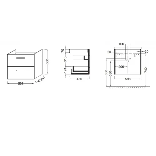Модуль под раковину Ola 59,8х45х56 см, белый блестящий лак EB390-J5 Jacob Delafon