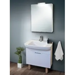 Комплект мебели для ванной Odeon Up 65 см, белый, отверстие для смесителя, с подсветкой, подвесной монтаж E4743-00+EB879-J5+EB880-J5 Jacob Delafon