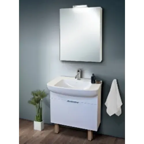 Комплект мебели для ванной Odeon Up 65 см, белый, отверстие для смесителя, с подсветкой, подвесной монтаж E4743-00+EB879-J5+EB880-J5 Jacob Delafon