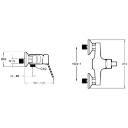 Настенный смеситель без излива Eo без лейки E24159RU-CP Jacob Delafon