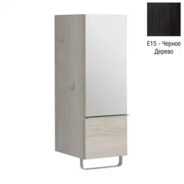 Шкаф Odeon Up 35х34х96 см, черное дерево, 1 ящик, 1 зеркальная дверца, петли слева2 стеклянные полочки, левый EB893G-E15 Jacob Delafon