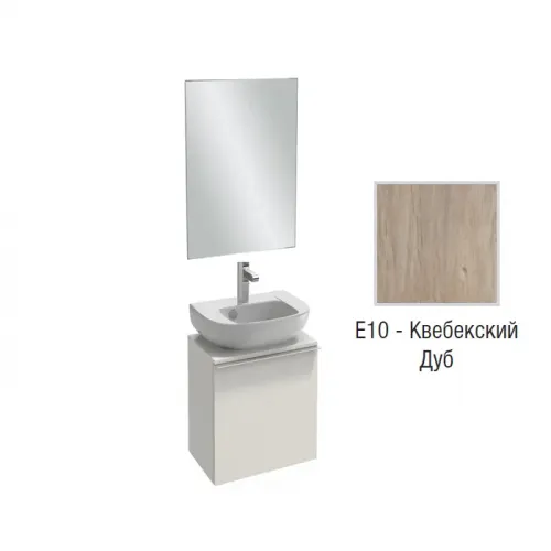Комплект мебели для ванной Odeon Up 50 см, квебекский дуб, высокое зеркало без подсветки, 1 дверца, подвесной монтаж EB1081-NF+E4760-00+EB999D-E10 Jacob Delafon