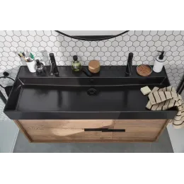 Подвесная раковина Vivienne 120х46,6х12 см, 1 чаша, чёрная матовая, санфарфор, двойная EXBK112-NGM Jacob Delafon