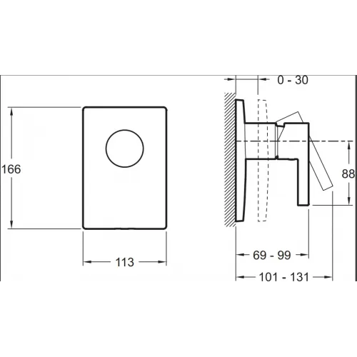 Лицевая часть встраиваемого смесителя Stillness 1 функция E98711-CP Jacob Delafon