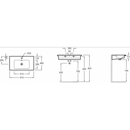 Подвесная раковина Vox 80х46х11 см, 1 отверстие для смесителя, санфарфор EXAE112-00 Jacob Delafon