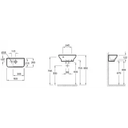 Подвесная раковина Struktura 50х26х12,2 см, с отв. под смеситель, с отв. слива-перелива, санфарфор EGJ111-Z-00 Jacob Delafon